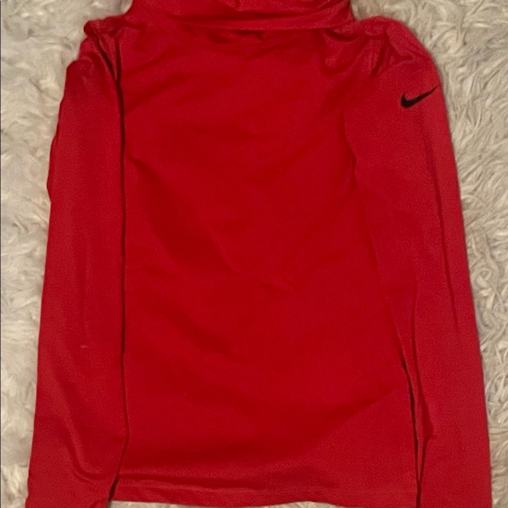 Red Nike Dry Fit Scrunch Neck Long Sleeve Size Medium